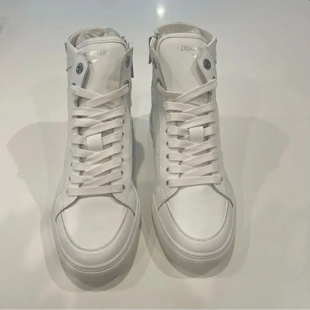 ZADIG & VOLTAIRE Logo High Top Zip leather women’s Sneakers athletic shoes New
